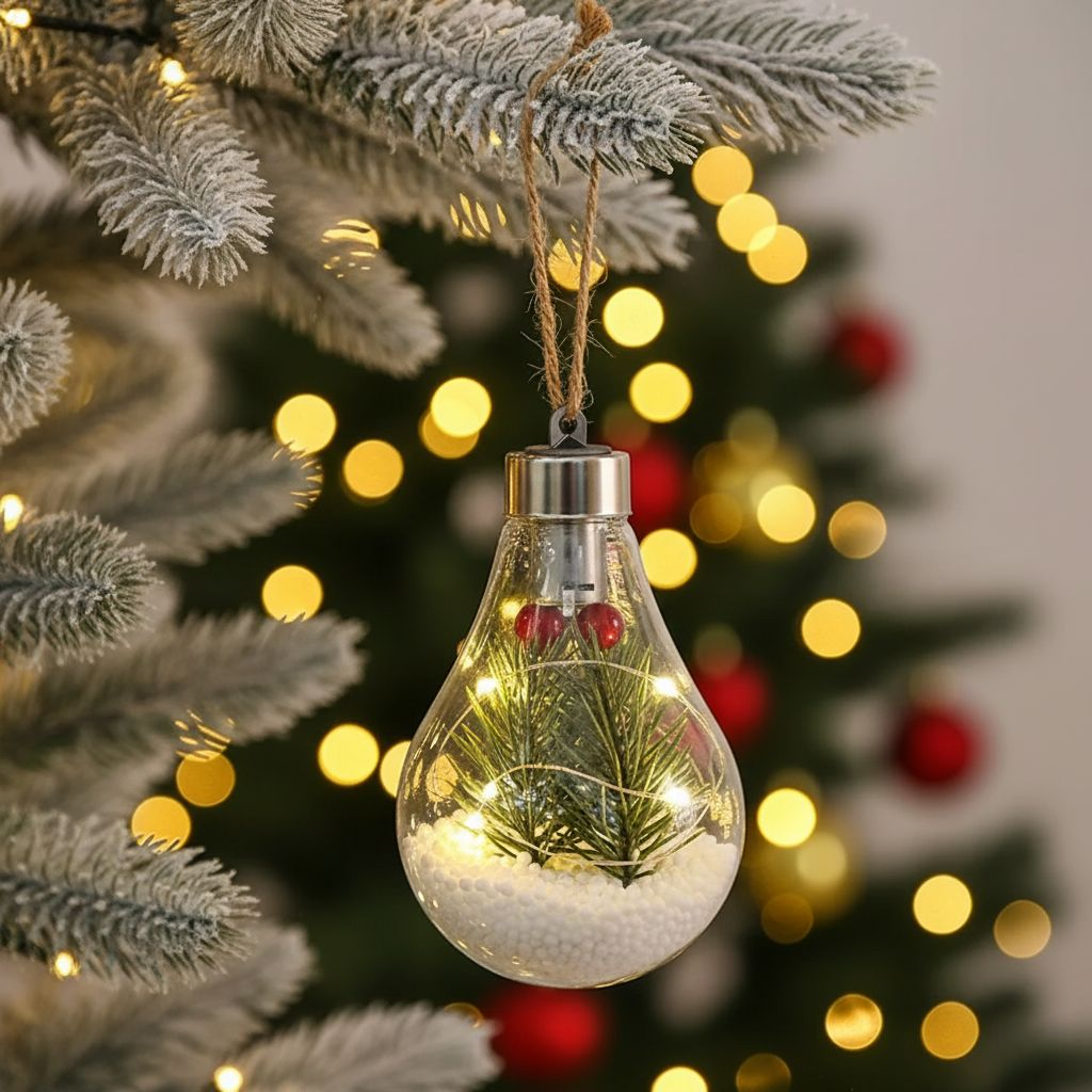 Skanto | Gjennomsiktig LED Julepynt – Lyskule Ornament i Bruddsikker PET-plast
