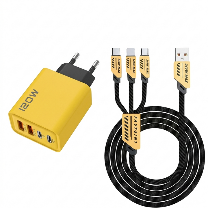 120W USB hurtiglader med 4 porter | Skanto