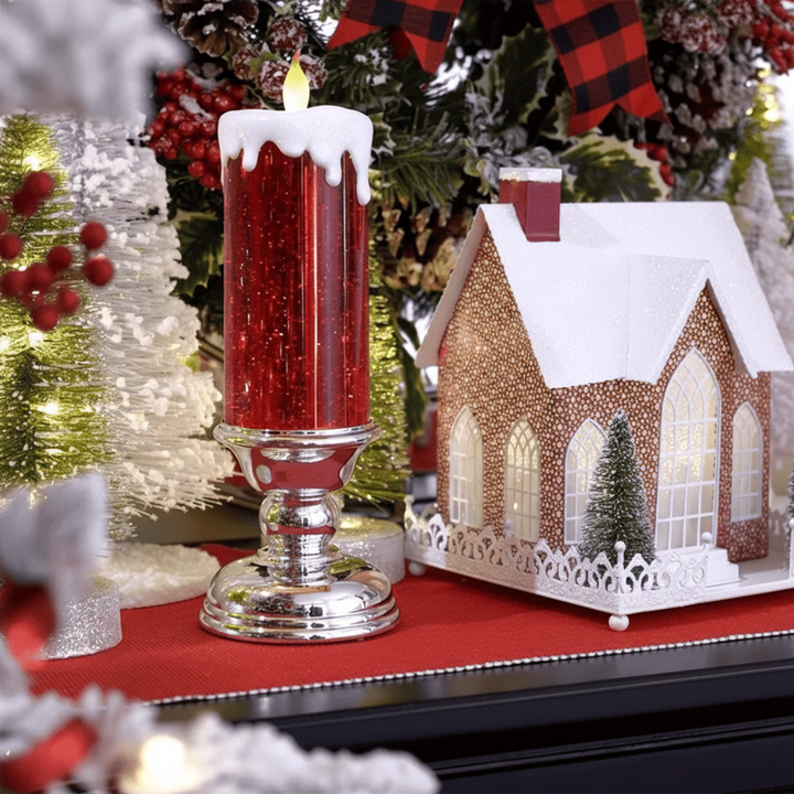 Skanto | LED Glitterlys med Fot – Flammefri Juledekorasjon med Fargeveksling