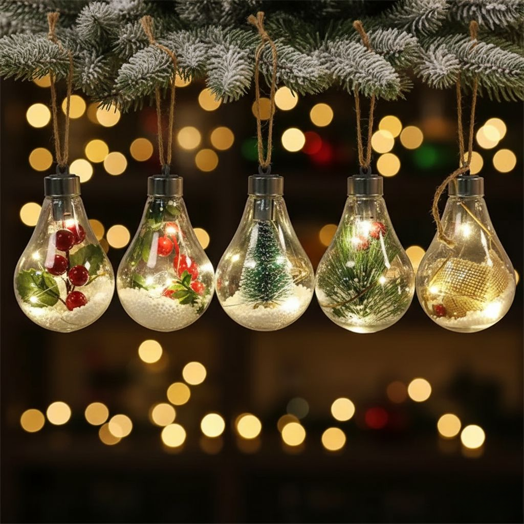 Skanto | Gjennomsiktig LED Julepynt – Lyskule Ornament i Bruddsikker PET-plast