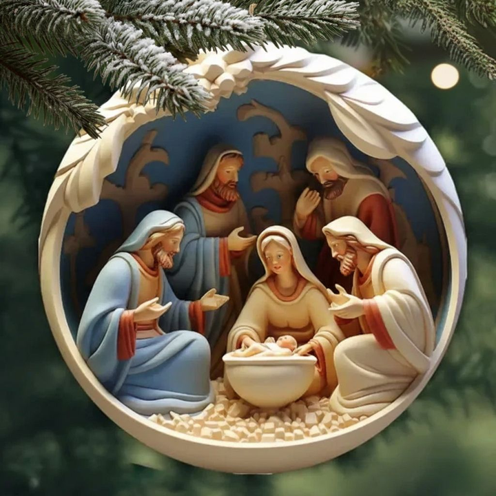 Skanto | Eksklusiv Krybbescene Julepynt i Keramikk – Religiøst Ornament