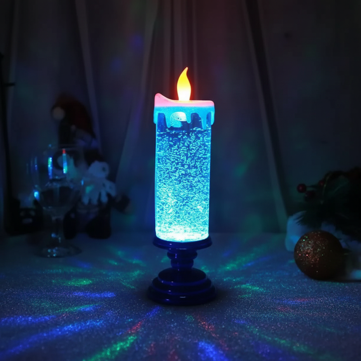 Skanto | LED Glitterlys med Fot – Flammefri Juledekorasjon med Fargeveksling