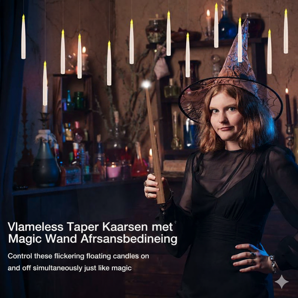 Skanto | LumiGlow LED Lysestake Sett | Flammefrie hengende lys med fjernkontroll for atmosfærisk dekorasjon