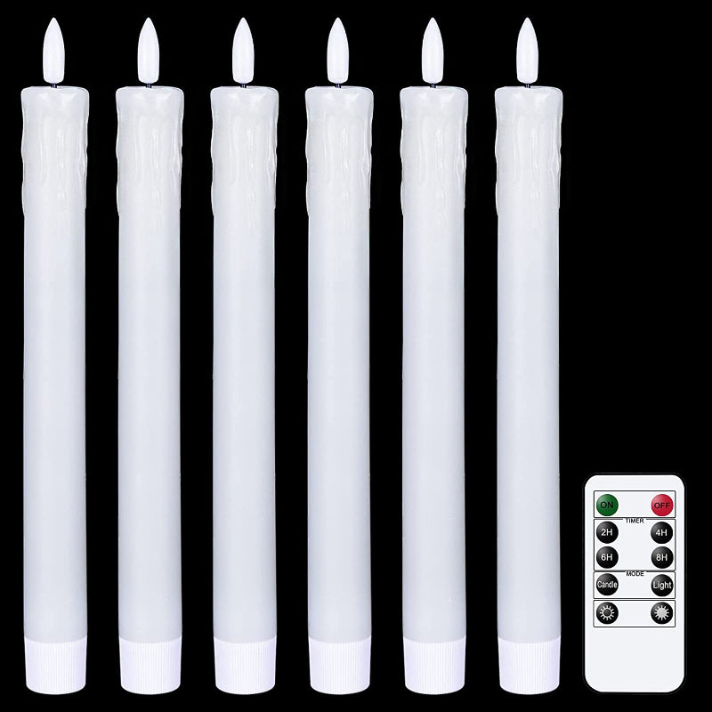 Skanto | Flammefrie flimrende taperlys med 2 fjernkontroller og timer, ekte voks 3D vekkerlys vinduslys batteridrevet, julehjem bryllupsdekor