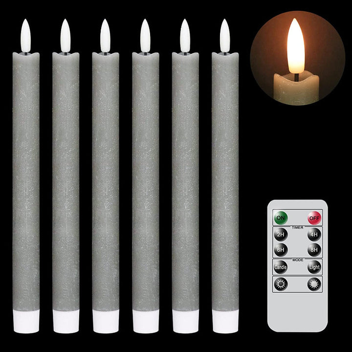 Skanto | Flammefrie flimrende taperlys med 2 fjernkontroller og timer, ekte voks 3D vekkerlys vinduslys batteridrevet, julehjem bryllupsdekor