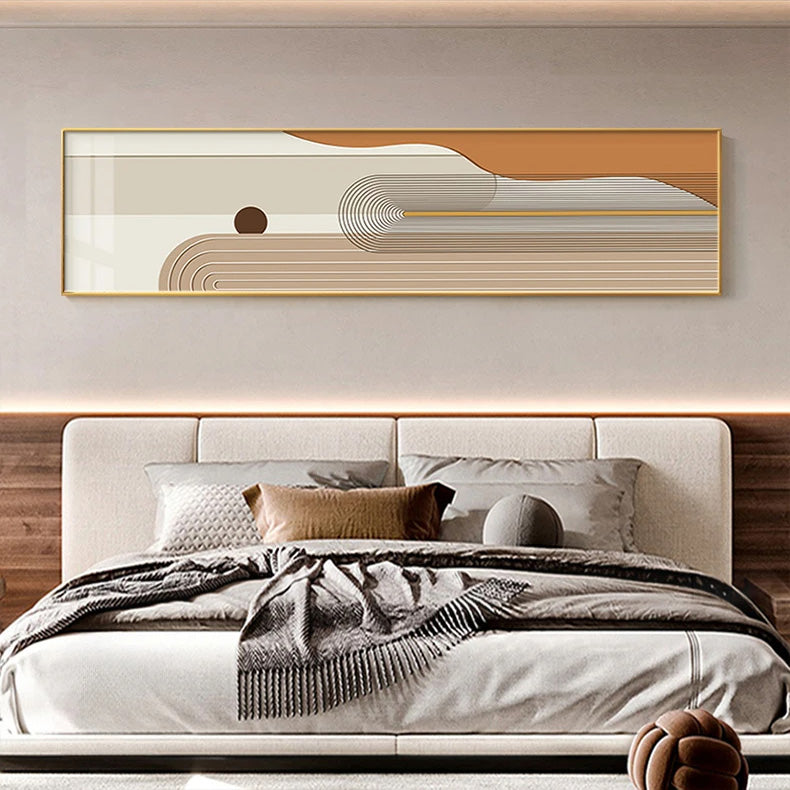Geometriske kurvelinjer jordtoner veggkunst Fine Art lerretsutskrifter Moderne bredformatbilder for stuen over sofaen kunst for over sengen | Skanto