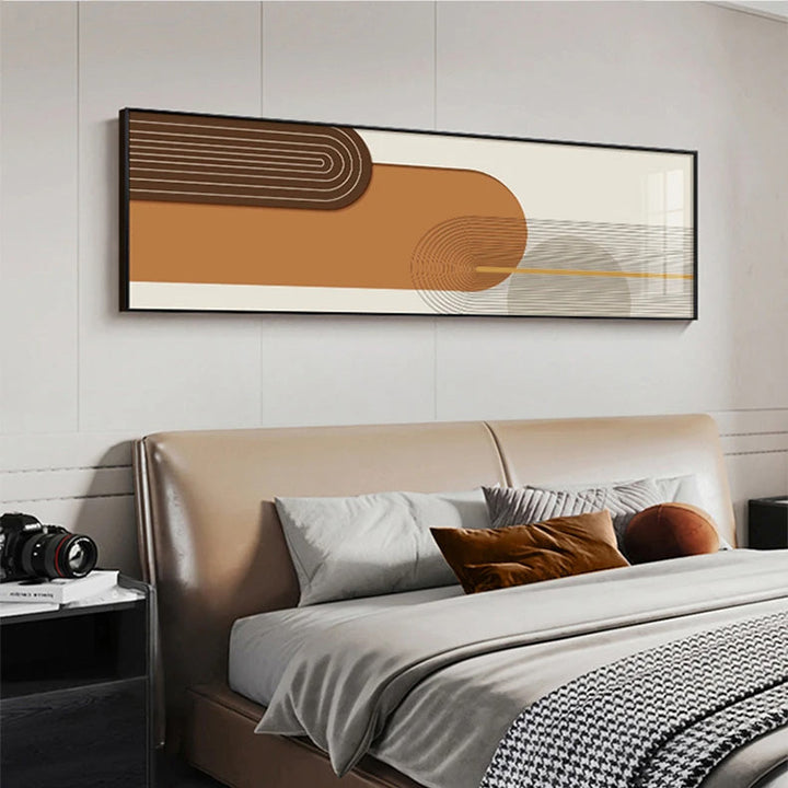 Geometriske kurvelinjer jordtoner veggkunst Fine Art lerretsutskrifter Moderne bredformatbilder for stuen over sofaen kunst for over sengen | Skanto