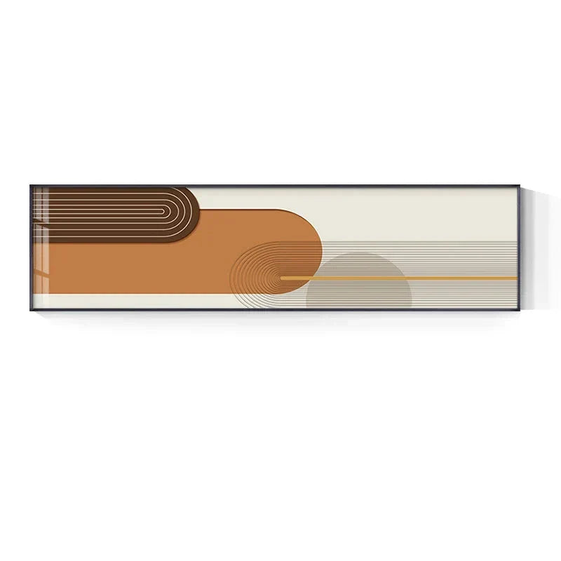 Geometriske kurvelinjer jordtoner veggkunst Fine Art lerretsutskrifter Moderne bredformatbilder for stuen over sofaen kunst for over sengen | Skanto