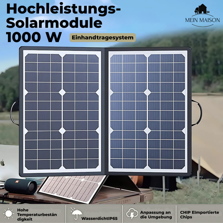 Skanto | SolaraX 1000W Faltbart Solpanel Sett | Komplett Sett med MPPT & USB/Type-C | For Camping, Bil, Båt & Caravan