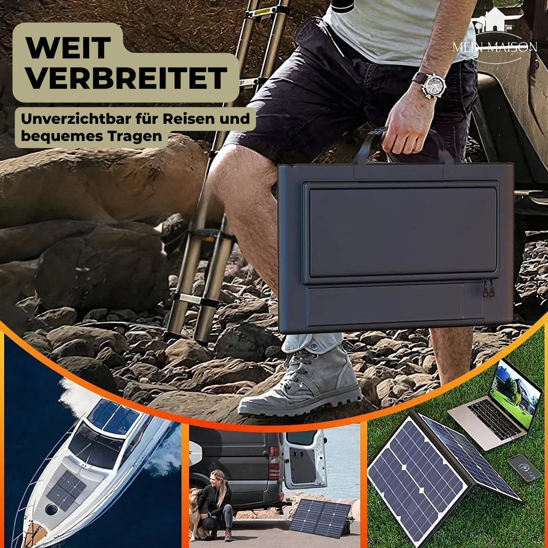 Skanto | SolaraX 1000W Faltbart Solpanel Sett | Komplett Sett med MPPT & USB/Type-C | For Camping, Bil, Båt & Caravan