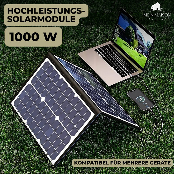 Skanto | SolaraX 1000W Faltbart Solpanel Sett | Komplett Sett med MPPT & USB/Type-C | For Camping, Bil, Båt & Caravan
