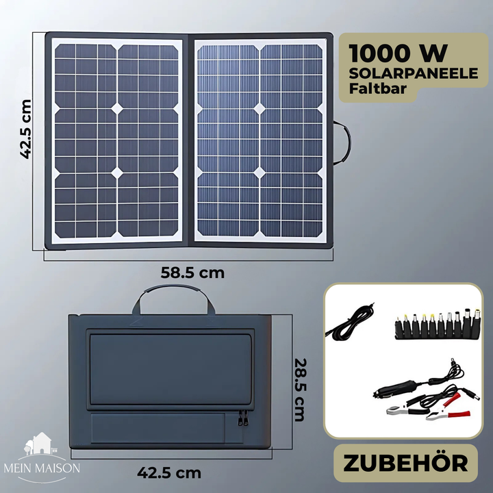 Skanto | SolaraX 1000W Faltbart Solpanel Sett | Komplett Sett med MPPT & USB/Type-C | For Camping, Bil, Båt & Caravan