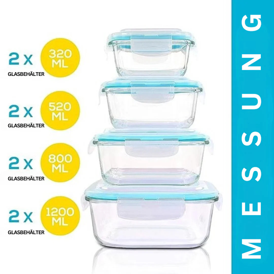 Skanto | Glass Fresh Storage Containers Set – Tett oppbevaringsbeholdere med lokk for kjøkken og måltidsforberedelse
