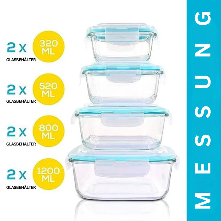 Skanto | Glass Fresh Storage Containers Set – Tett oppbevaringsbeholdere med lokk for kjøkken og måltidsforberedelse