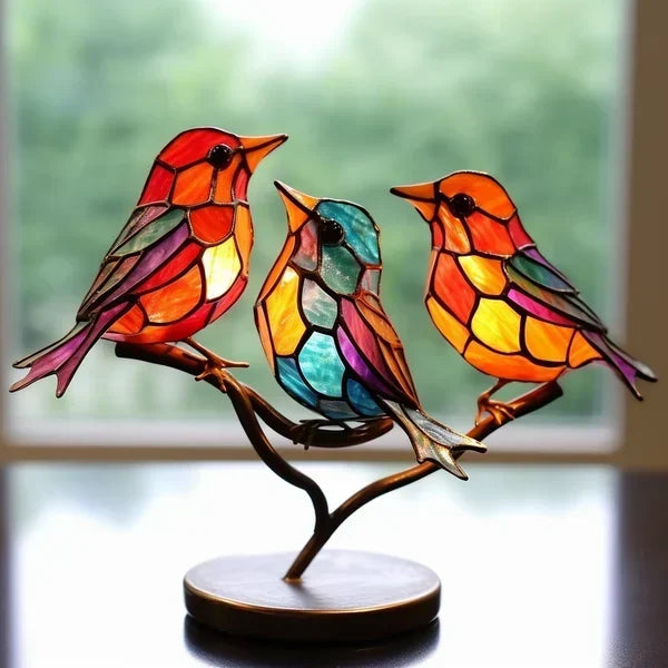 Skanto | Glass Stained Bird Sculpture Ornament