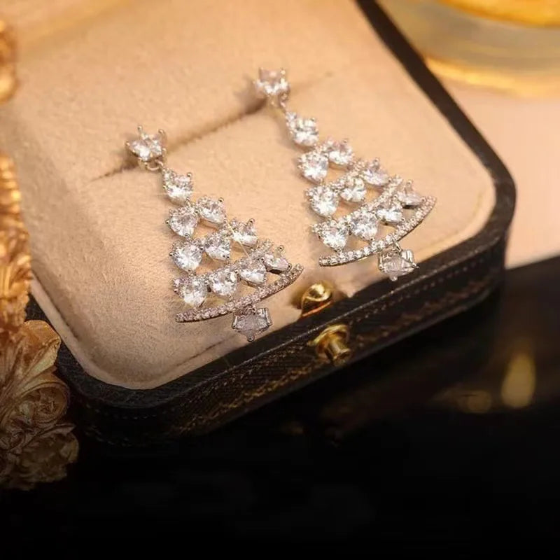 Skanto | Aurélia Kerstboom Øredobber – Gull & Sølv med Rhinestones, Festlig Luxe for Damer