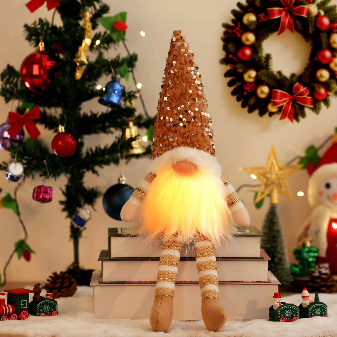 Skanto | Glødende Gnome Juletrepynt – Håndlaget Dekorasjon med Varme LED-lamper
