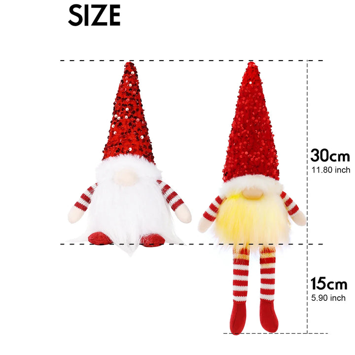 Skanto | Glødende Gnome Juletrepynt – Håndlaget Dekorasjon med Varme LED-lamper
