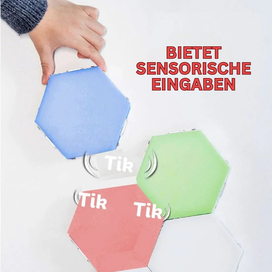 Skanto | Interaktive heksagonale LED-paneler med RGB fargekontroll og musikksynkronisering