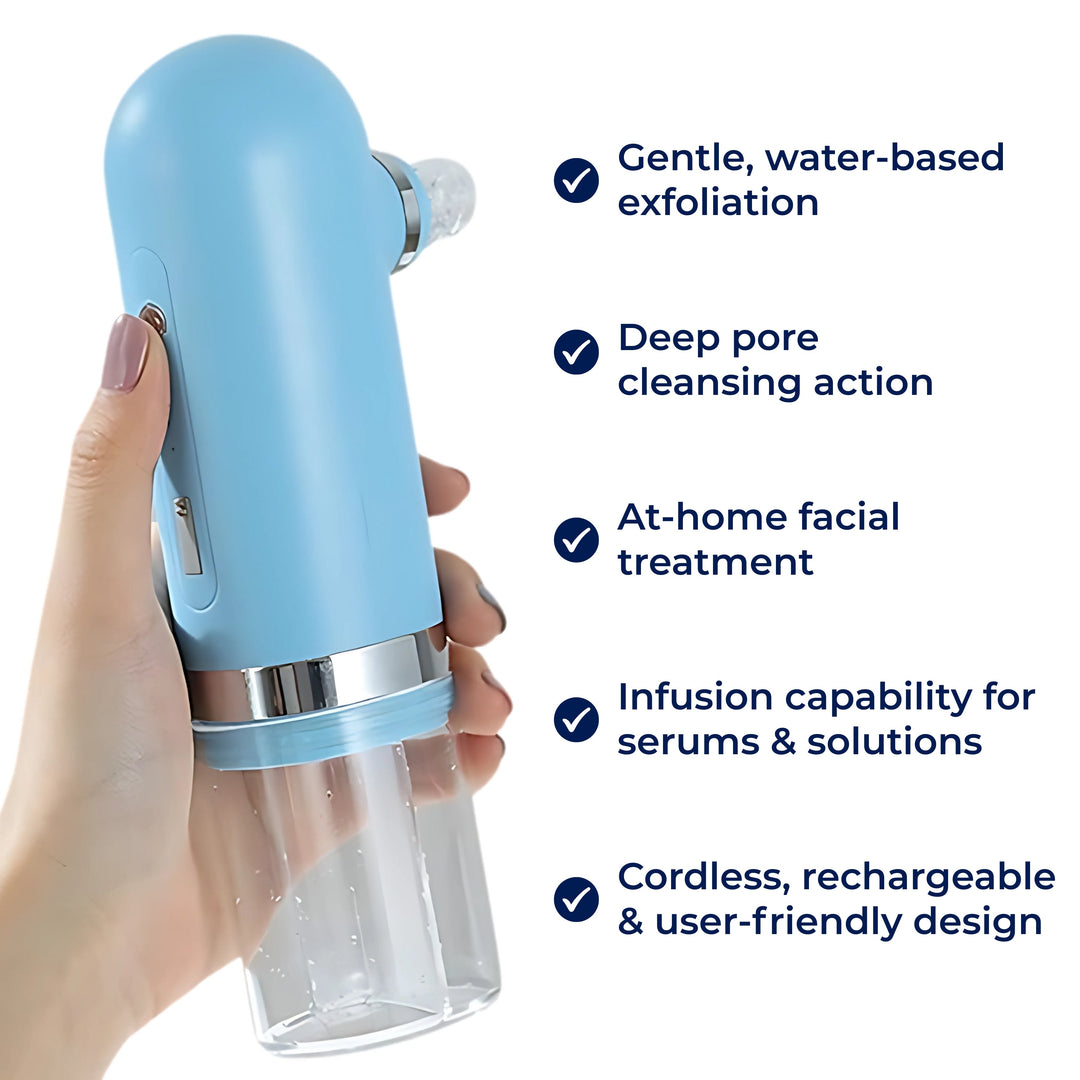 GlowPure | Hydra Dermabrasion Enhet – Dyp Pore Rensing – Skånsom Vannbasert Peeling – Hjemmebehandling for Sensitiv Hud Skanto