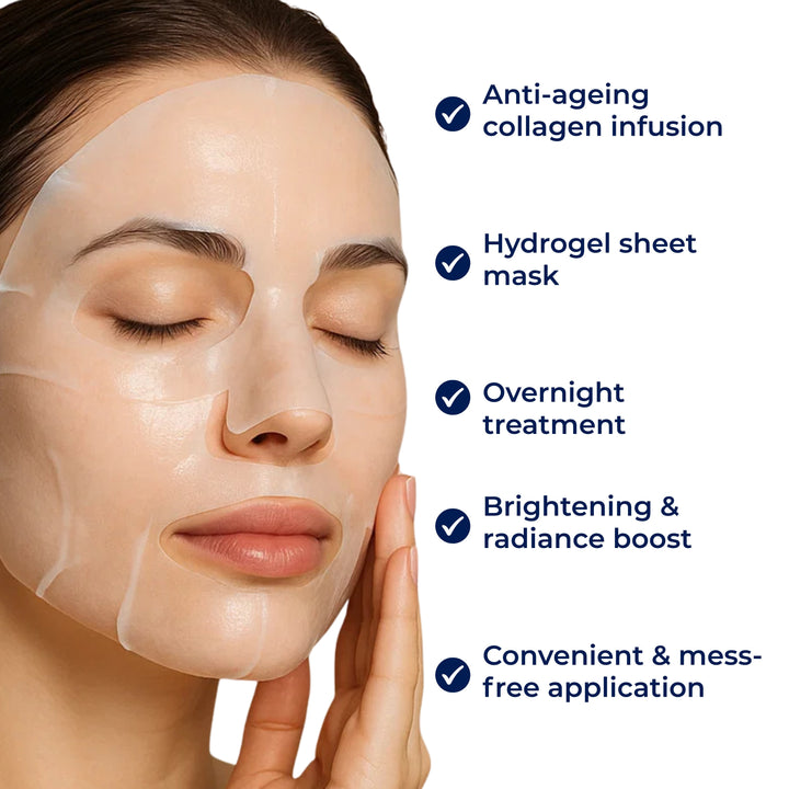 GlowRevive | Kollagen Arkmaske – Hydrerende Nattbehandling – Hydrogel – Anti-Aldring Hudpleie Skanto