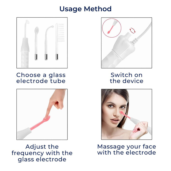 GlowVive Høyfrekvent D'arsonval Beauty Device | for Akne - Anti-Aging - Hudoppstramming - Hårvekst - Hodebunnspleie Skanto