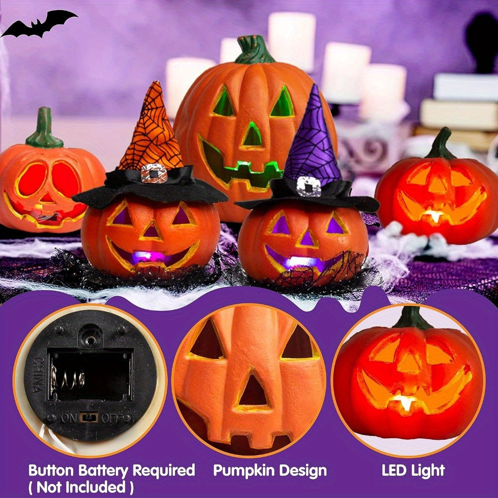 Skanto | Spooky Jack O'Lantern Set – Lysende Batteri Halloween Gresskar Dekor