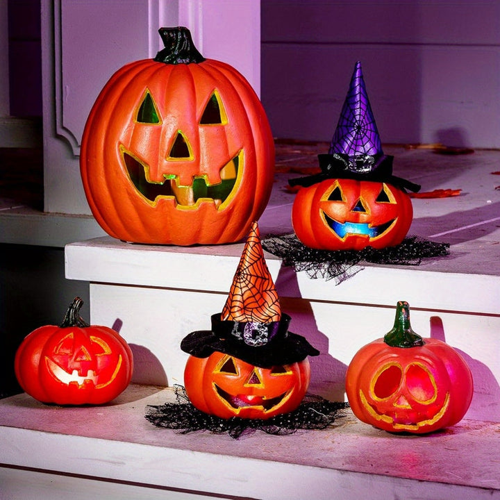 Skanto | Spooky Jack O'Lantern Set – Lysende Batteri Halloween Gresskar Dekor
