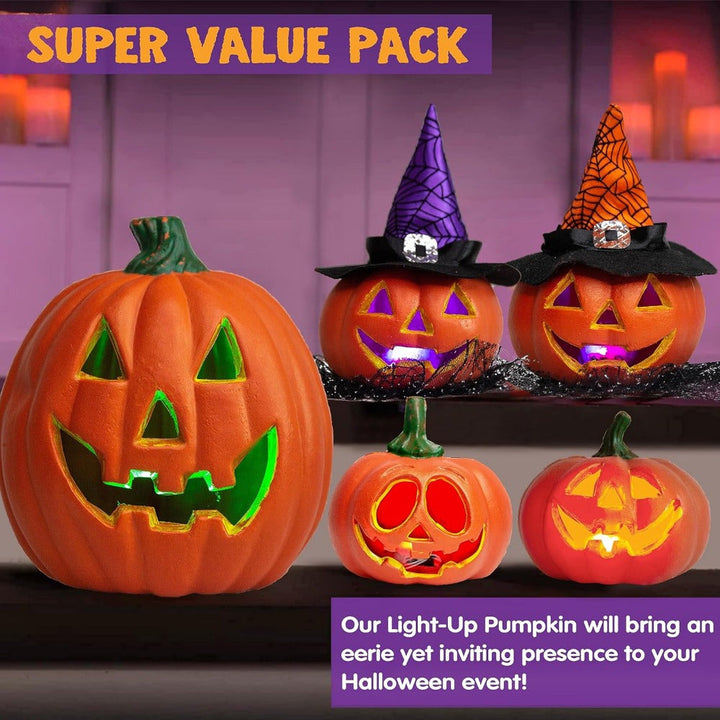 Skanto | Spooky Jack O'Lantern Set – Lysende Batteri Halloween Gresskar Dekor