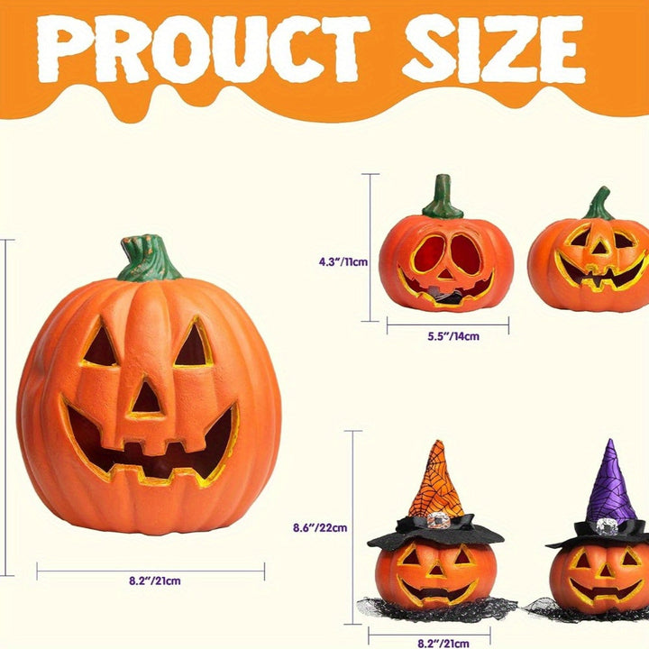 Skanto | Spooky Jack O'Lantern Set – Lysende Batteri Halloween Gresskar Dekor