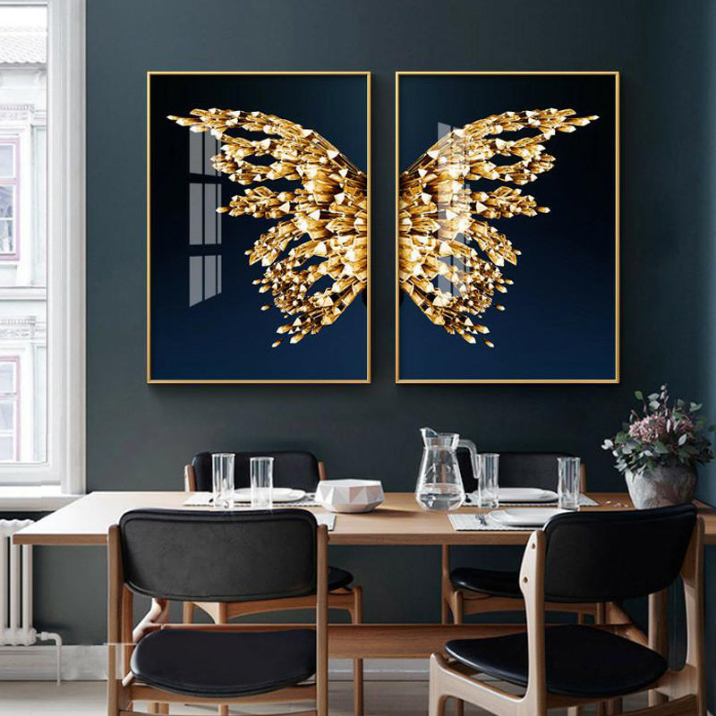 Gullne Sommerfugl vinger Boutique Abstrakt Veggkunst Fin Kunst Lerret utskrifter Moderne Bilder For Luksuriøs Stue Soverom Stilfull Glamour Boliginnredning | Skanto
