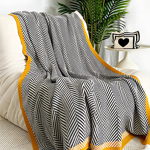 Skanto | Golden Chevron Luxe Blanket