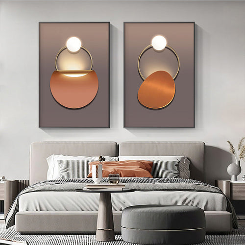 Golden Ring Modern Aesthetics Abstract Wall Art Fine Art Canvas Prints Geometric Pictures For Luxury Living Room Dining Room, Home Office Decor | Skanto