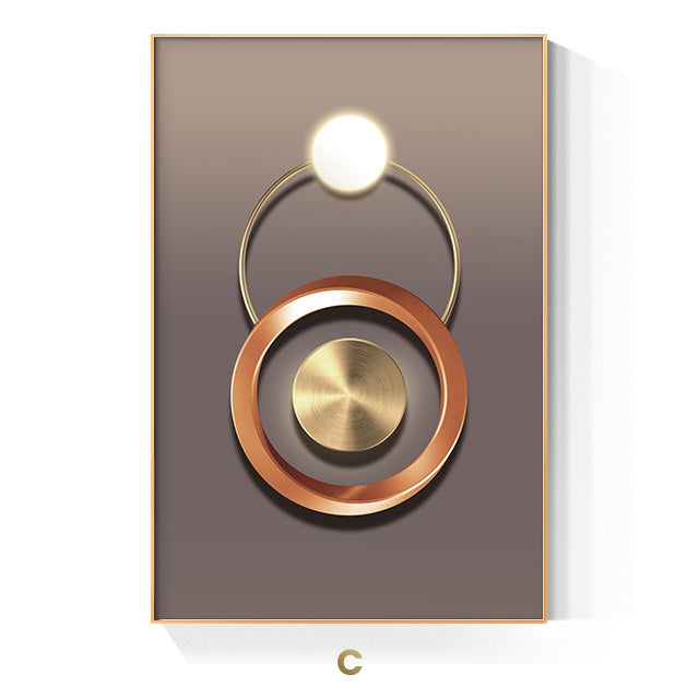 Golden Ring Modern Aesthetics Abstract Wall Art Fine Art Canvas Prints Geometric Pictures For Luxury Living Room Dining Room, Home Office Decor | Skanto