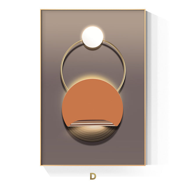 Golden Ring Modern Aesthetics Abstract Wall Art Fine Art Canvas Prints Geometric Pictures For Luxury Living Room Dining Room, Home Office Decor | Skanto
