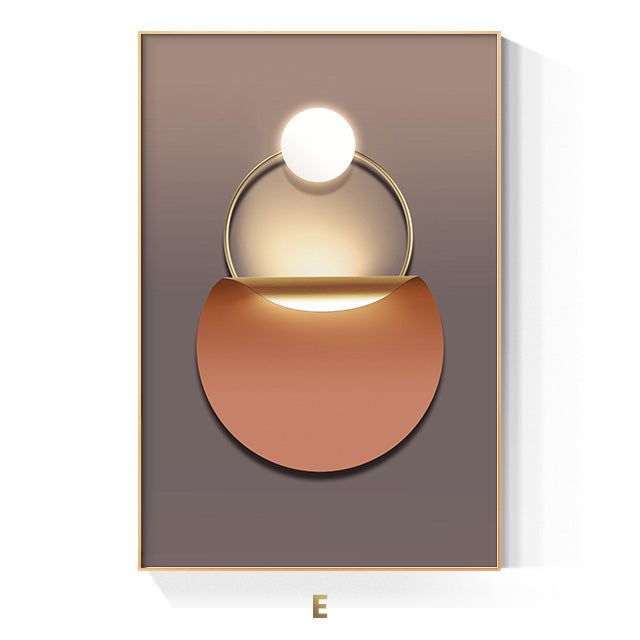 Golden Ring Modern Aesthetics Abstract Wall Art Fine Art Canvas Prints Geometric Pictures For Luxury Living Room Dining Room, Home Office Decor | Skanto