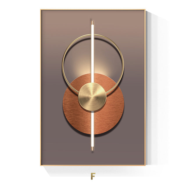 Golden Ring Modern Aesthetics Abstract Wall Art Fine Art Canvas Prints Geometric Pictures For Luxury Living Room Dining Room, Home Office Decor | Skanto