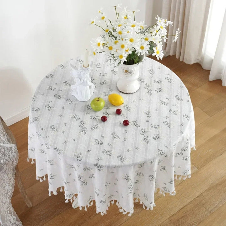 Skanto | Gylden Frynse Blomstertak Runde Bordduk