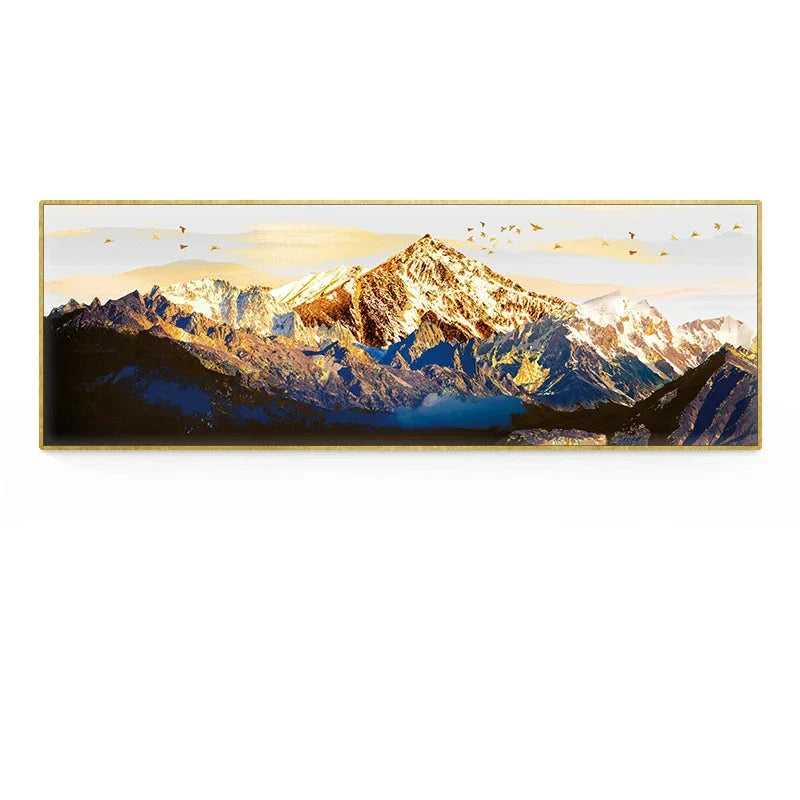 Golden Mountain Landskap Bredformat Veggkunst Fineart Lerretsutskrifter Store Størrelser Bilder For Over Sofaen Bilde For Over Sengen | Skanto