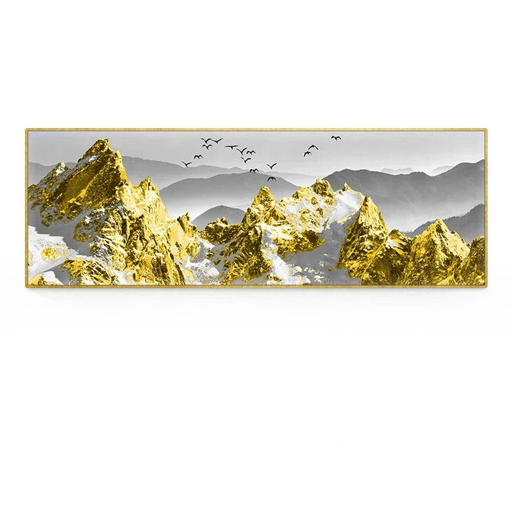 Golden Mountain Landskap Bredformat Veggkunst Fineart Lerretsutskrifter Store Størrelser Bilder For Over Sofaen Bilde For Over Sengen | Skanto