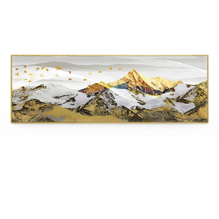Golden Mountain Landskap Bredformat Veggkunst Fineart Lerretsutskrifter Store Størrelser Bilder For Over Sofaen Bilde For Over Sengen | Skanto