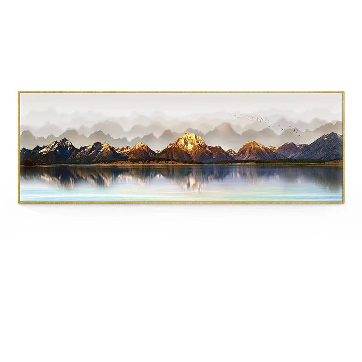 Golden Mountain Landskap Bredformat Veggkunst Fineart Lerretsutskrifter Store Størrelser Bilder For Over Sofaen Bilde For Over Sengen | Skanto