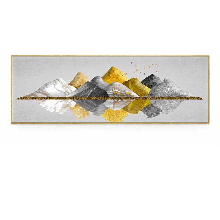 Golden Mountain Landskap Bredformat Veggkunst Fineart Lerretsutskrifter Store Størrelser Bilder For Over Sofaen Bilde For Over Sengen | Skanto