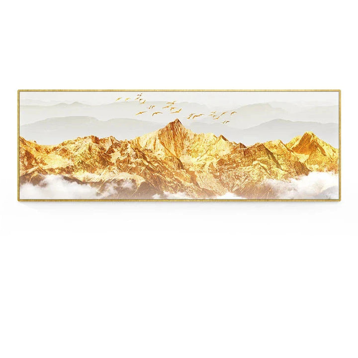 Golden Mountain Landskap Bredformat Veggkunst Fineart Lerretsutskrifter Store Størrelser Bilder For Over Sofaen Bilde For Over Sengen | Skanto