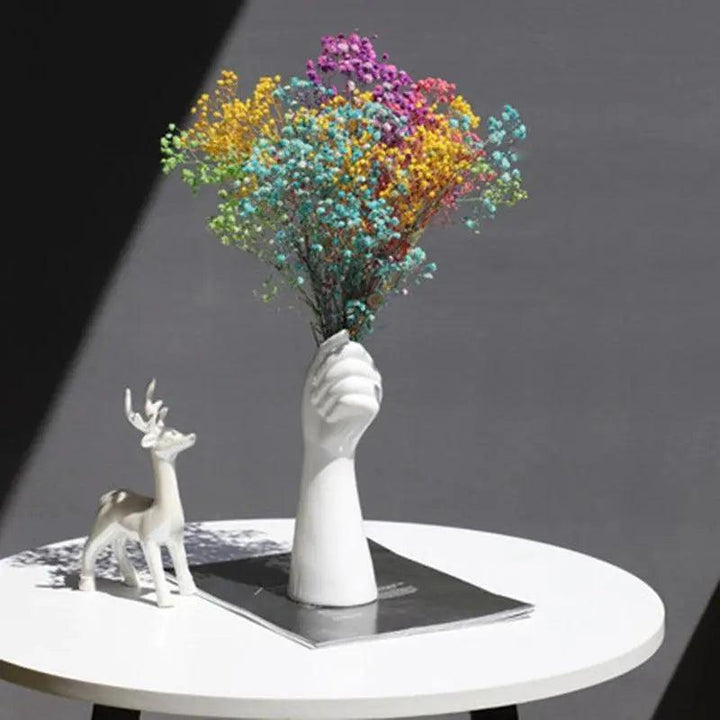Skanto keramisk hvit hånd vase - Porselen bordvase for hjemmekontor dekor & floral komposisjon
