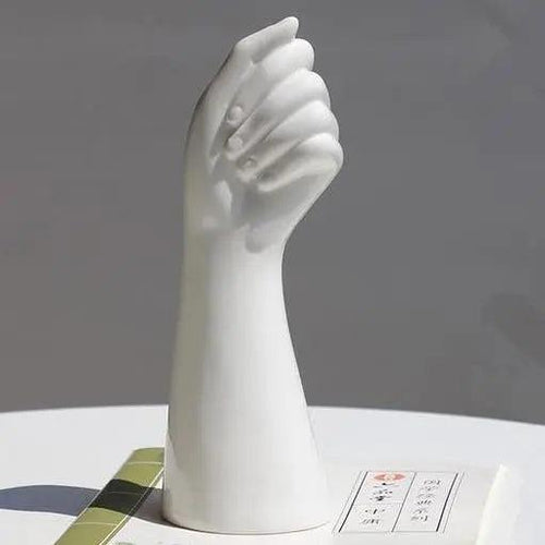 Skanto keramisk hvit hånd vase - Porselen bordvase for hjemmekontor dekor & floral komposisjon