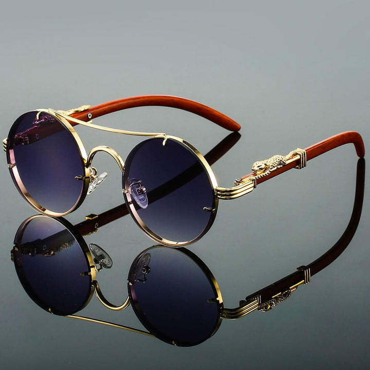 Skanto | Herre Oval Metall Retro Solbriller med UV-beskyttelse