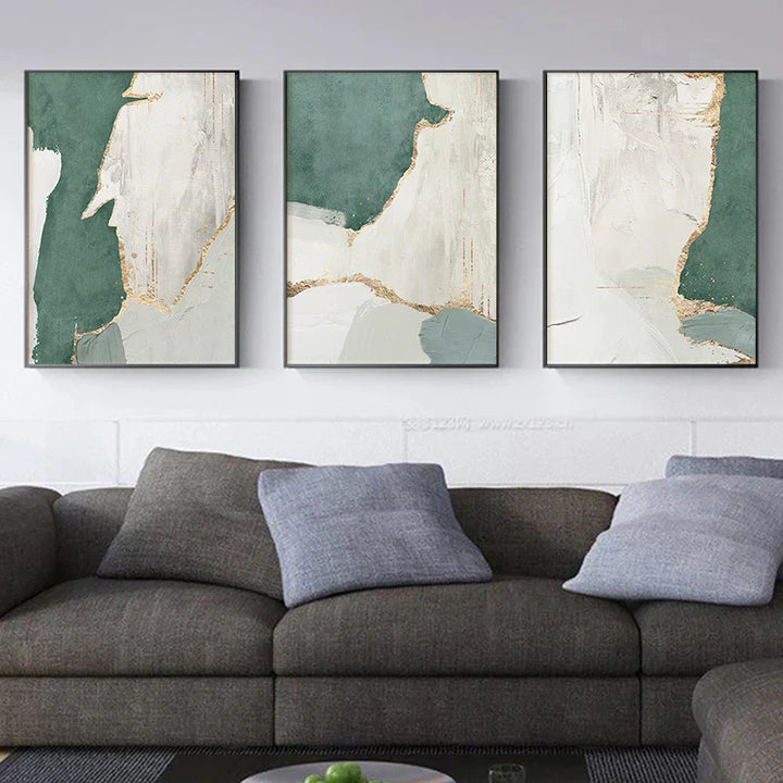 Green Brown Nordic Abstract Geomorphic Wall Art Canvas Prints Pictures For Modern Apartment Living Room Home Office Art Decor | Skanto