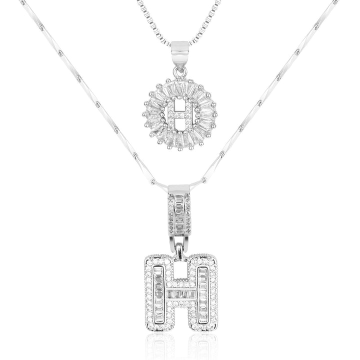 Skanto | 2pc 14k Diamant Bokstav Initial Halskjeder
