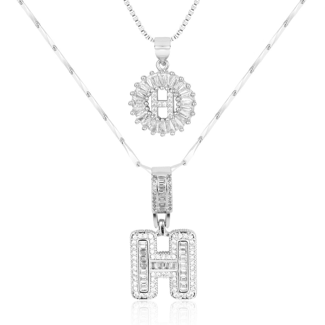 Skanto | 2pc 14k Diamant Bokstav Initial Halskjeder